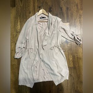 Zara Suede Long Jacket/Cover Size Large